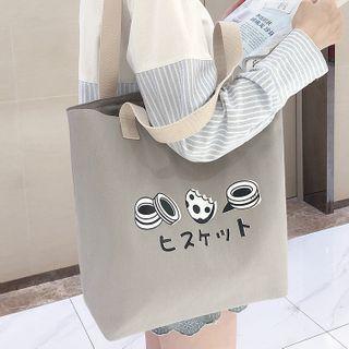 Cartoon Print Tote Bag Gray - One Size