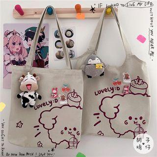 Dog Print Tote Bag / Bag Charm / Set