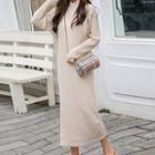 Plain Ribbed Midi Knit Dress