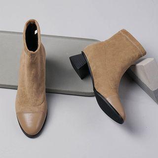 Cap-toe Block-heel Short Boots