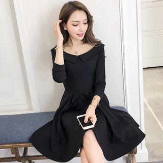 Long-sleeve Collar A-line Dress