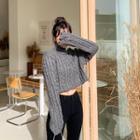 High-neck Cable-knit Cropped Top