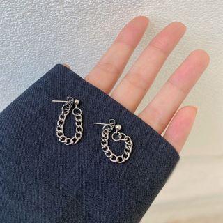 Chained Alloy Earring 1 Pair - S925silver Chain Earrings - Silver - One Size