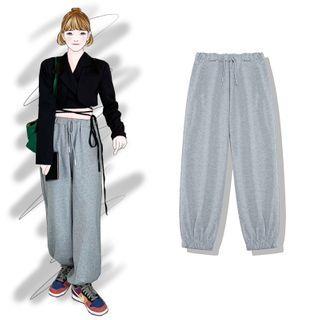 Drawstring Waist Sweatpants Gray - One Size