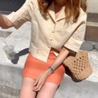 Elbow-sleeve Shirt / Mini Fitted Skirt