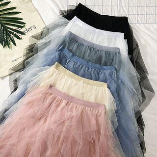 Asymmetric Mesh A-line Skirt
