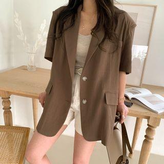 Short-sleeve Hemp Blend Blazer