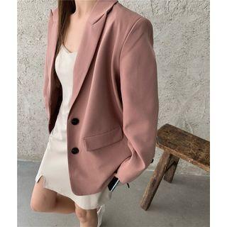Plain Single-breasted Blazer / Spaghetti Strap Mini A-line Dress