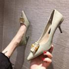 Croc Grain Kitten Heel Pumps