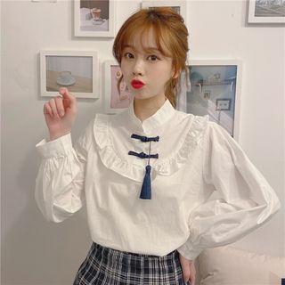 Long-sleeve Frog-buttoned Shirt As Shown In Figure - One Size