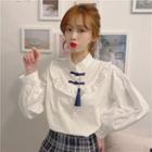 Long-sleeve Frog-buttoned Shirt As Shown In Figure - One Size