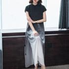 Short-sleeve Gradient Midi Qipao Dress