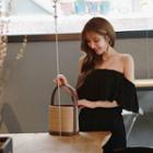 Off-shoulder Short-sleeve Midi Dress