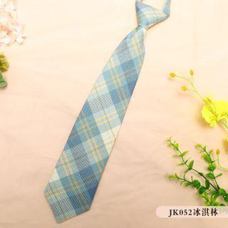 Plaid Neck Tie Jk052 - Blue - One Size