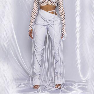 Lace Up Faux Leather Skinny Pants