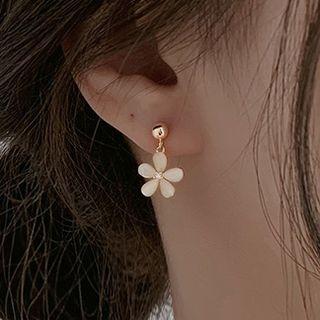 Flower Faux Cat Eye Stone Alloy Dangle Earring 1 Pair - Gold - One Size