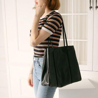 Large Square Pleather Tote