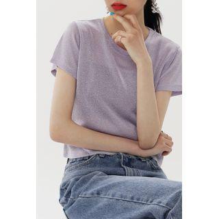 Glittered Textured Cropped T-shirt