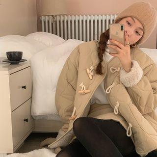 Fleece-lined Toggle Quilted Jacket Almond - One Size