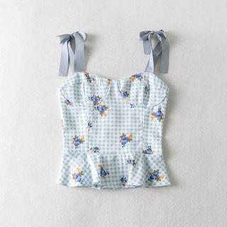 Floral Print Plaid Camisole Top