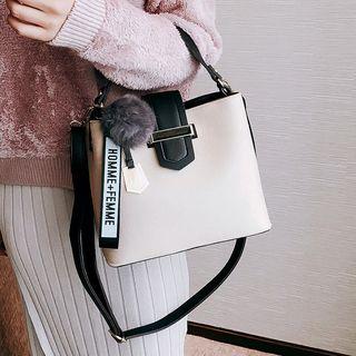 Strap Detail Color Block Shoulder Bag
