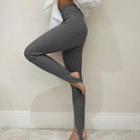 High-waist Ribbed-knit Leggings