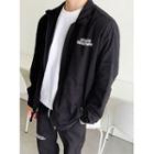 Letter-printed Zip-up Oversized Windbreaker