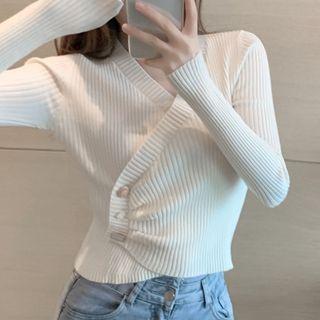 Button-up V-neck Sweater