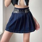 Stitch Print Mini Skirt