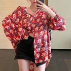 Chinese Print Shirt Red - One Size