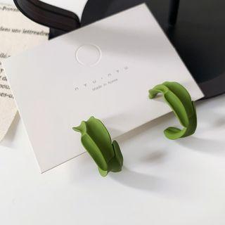 Alloy Leaf Open Hoop Earring
