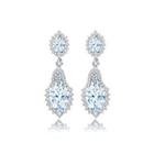 Fashion And Elegant Geometric Pattern Earrings With Cubic Zirconia Silver - One Size