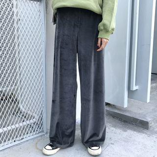 Drawstring Hoodie / High Waist Wide-leg Pants