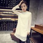 Lace Mock Neck Long-sleeve Dress