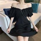 Short-sleeve Off-shoulder Ruffled Dress