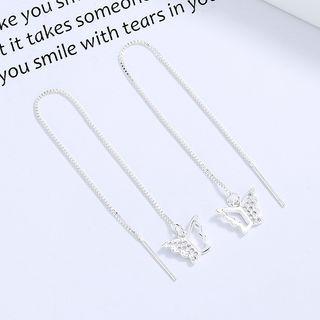 Butterfly Alloy Dangle Earring 1 Pair - Dangle Earring - Butterfly - Silver - One Size