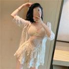Set: Knit Swim Dress + Knit Cover-up Swim Dress - White - One Size / Cover-up - White - One Size