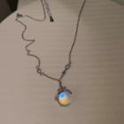 Moonstone Pendant Alloy Necklace Necklace - Silver - One Size