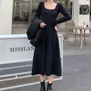 Square Neck Midi A-line Dress