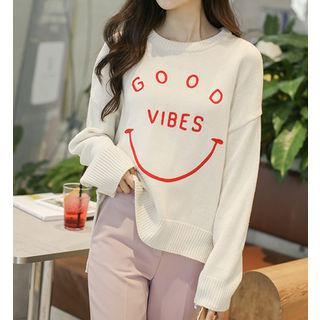 Good Vibes Embroidered Dip-back Sweater