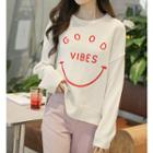 Good Vibes Embroidered Dip-back Sweater
