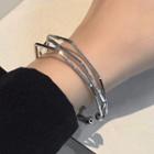Layered Open Bangle 1pc - Silver - One Size