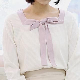 Beribboned Square-neck T-shirt