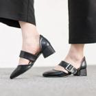 Round-toe Belted-detail Flats