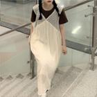 Short-sleeve T-shirt / Dotted Midi Overall Dress