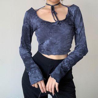Long-sleeve Tie Dye Crop Top
