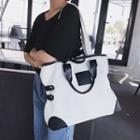 Canvas Trimmed Shoulder Shopping Bag
