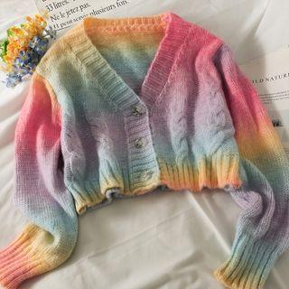 Gradient Crop Cardigan Light Purple - One Size