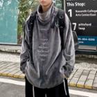 Lettering Velvet Mock-neck Sweatshirt