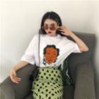 Print Loose-fit Short-sleeve T-shirt / Dot Skirt